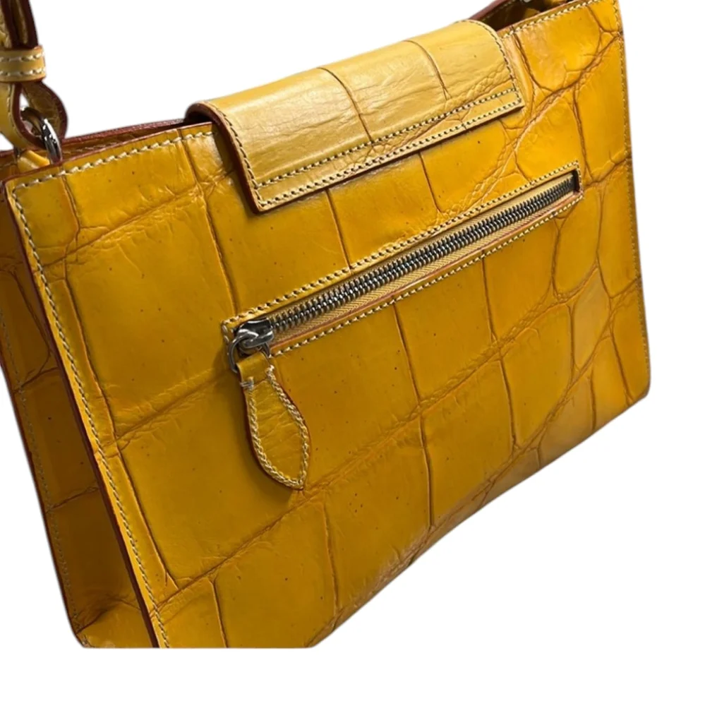 Dooney & Bourke Ring Flap Italian Made Croc Embossed Shoulder Bag Vintage EUC - Picture 5 of 17